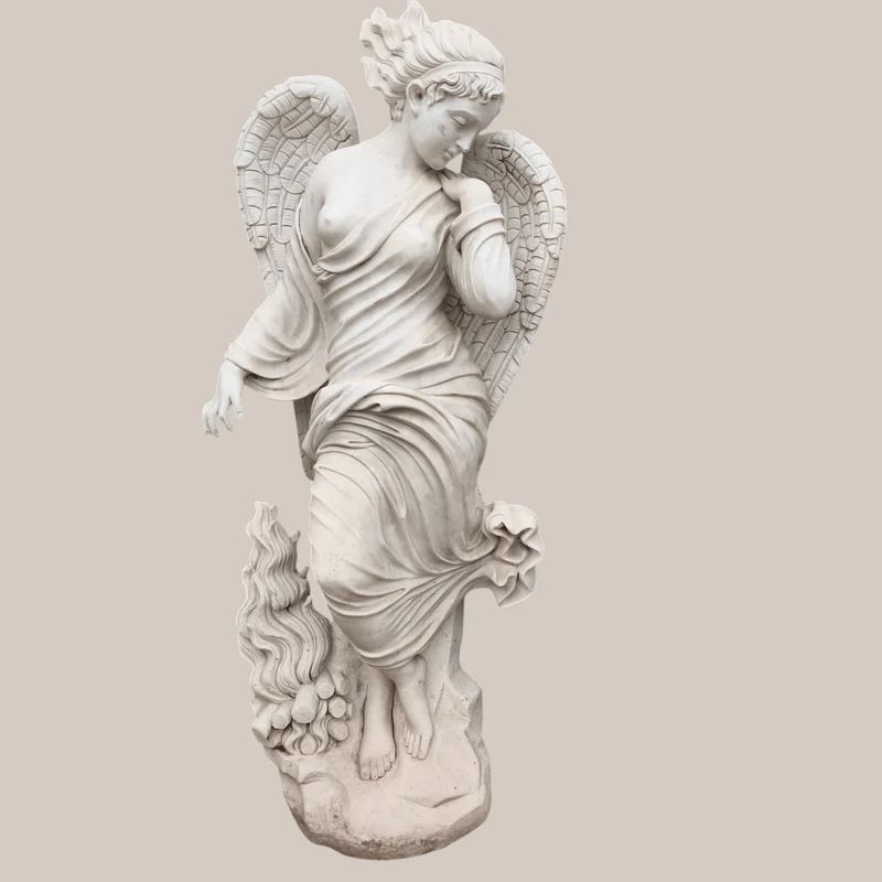Angel of the Four Seasons - Winter sculpture in carved marble stone