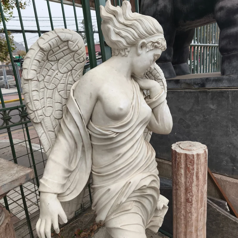 Angel of the Four Seasons - Winter sculpture in carved marble stone
