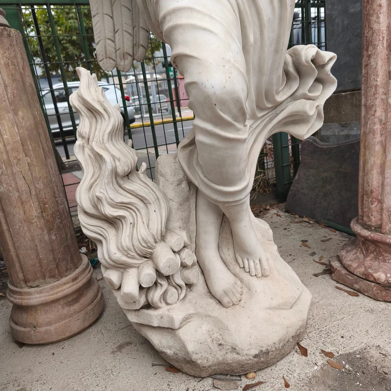 Angel of the Four Seasons - Winter sculpture in carved marble stone