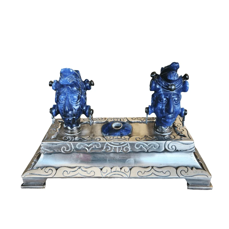 Sodalite head pen holder and silver base Ezequiel Tapia