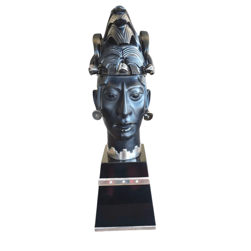 Palenque obsidian and silver head Ezequiel Tapia