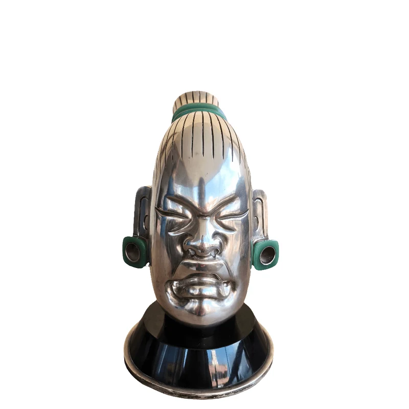 Decanter head made of aventurine stone and silver by Ezequiel Tapia