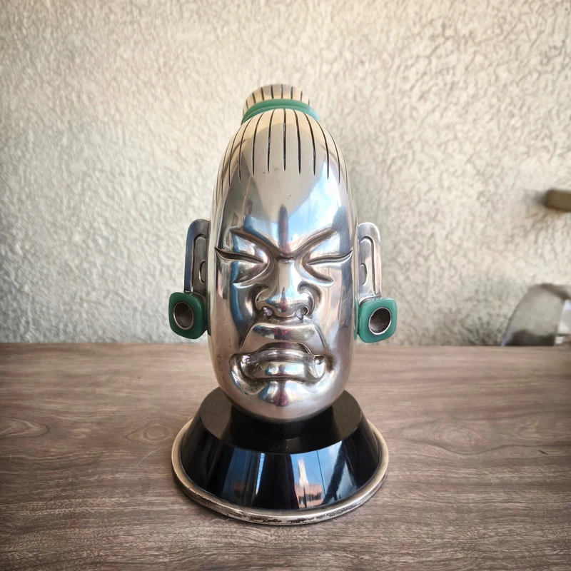 Decanter head made of aventurine stone and silver by Ezequiel Tapia
