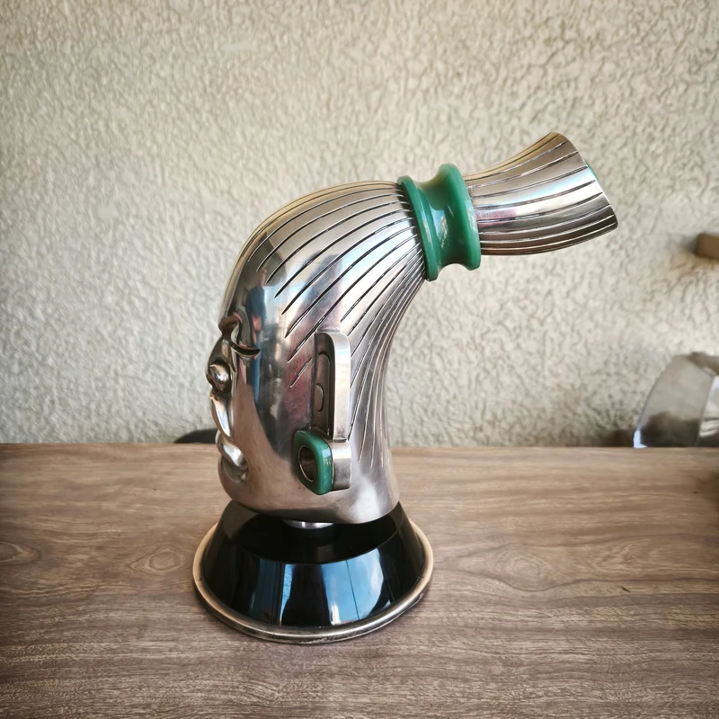 Decanter head made of aventurine stone and silver by Ezequiel Tapia