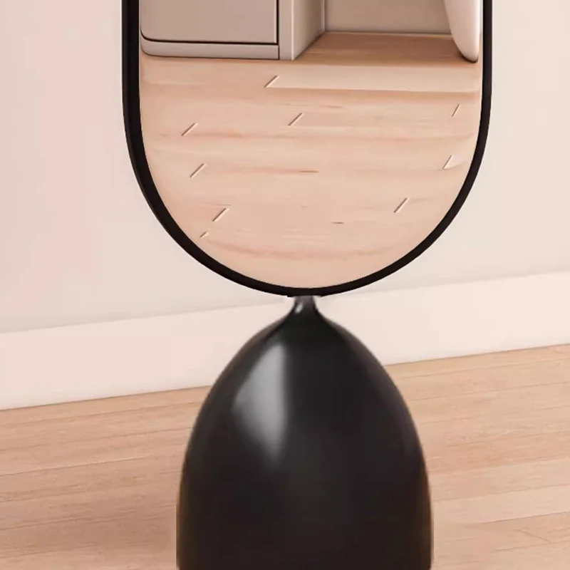 Modern Minimalist Iron Plastic Glass Oval Swivel Full-Length Floor Mirror With Storage & Clothing Rack For Bedroom & Living Room