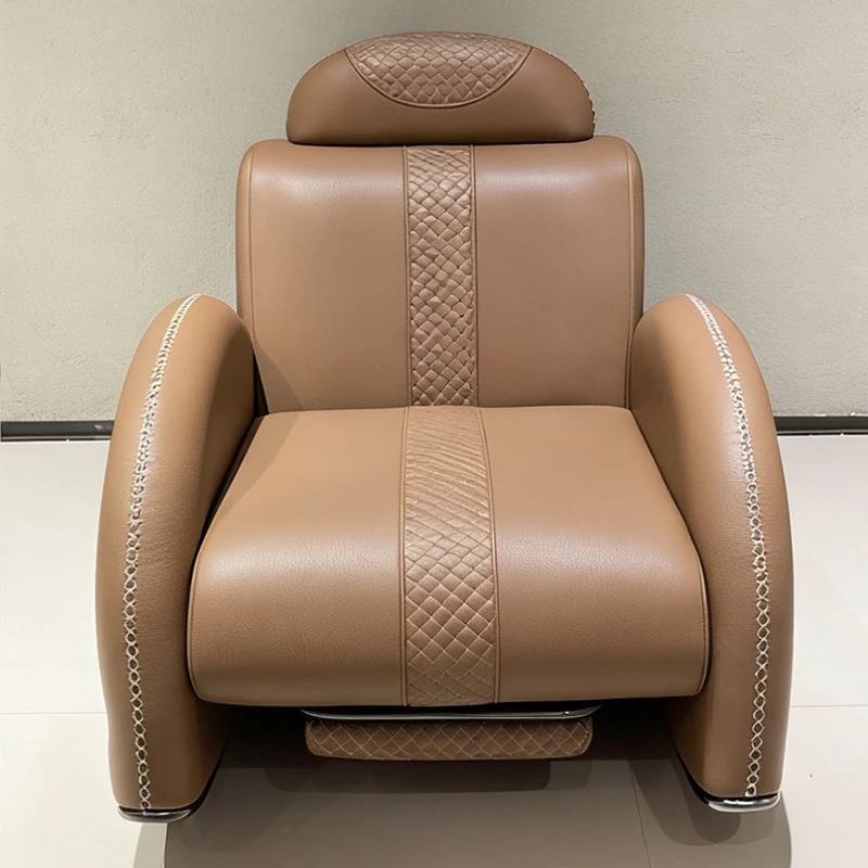 Modern Luxury Rocking Recliner Chair With Retractable Footrest - Faux Leather Or Top Grain Leather Accent Chair For Living Room & Bedroom