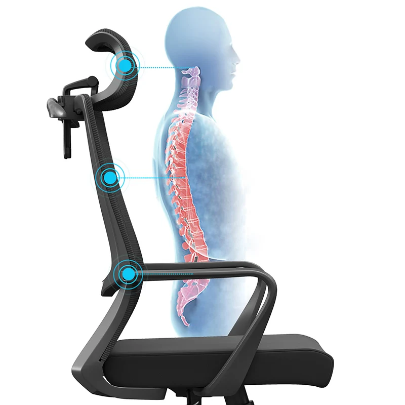 Modern Minimalist Mesh High-Back Desk Chair: Height-Adjustable Headrest With Coat Hanger - Ergonomic Gaming Chair For Home Office