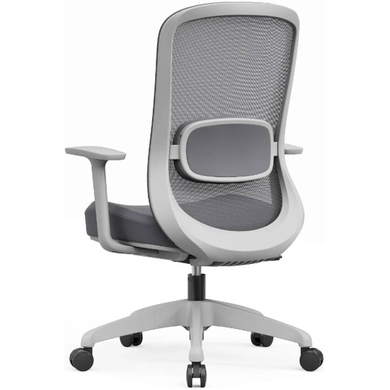 Modern Minimalist Gray Mid-Back Office Chair: Lumbar Support Design - Ergonomic Desk Chair For Home Office