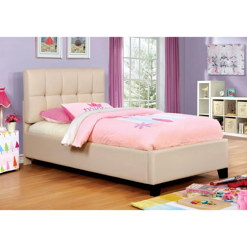 Furniture of America Cressida Twin Upholstered Panel Bed CM7725BG-T-BED