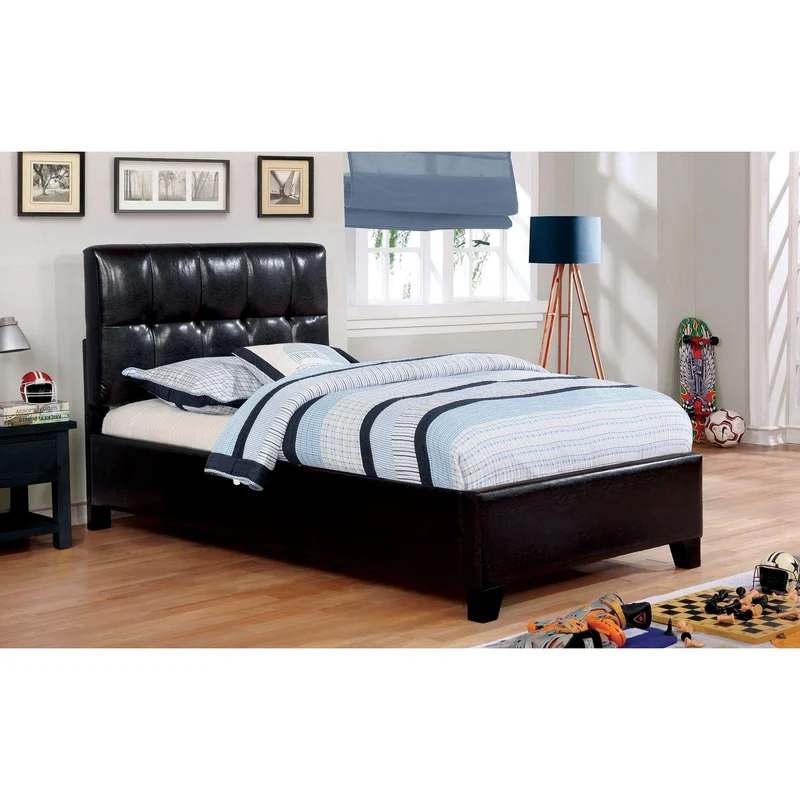 Furniture of America Cressida Twin Upholstered Panel Bed CM7725BK-T-BED