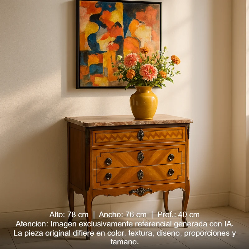 French chest of drawers in walnut and rosewood veneer, Transition style, red veined marble