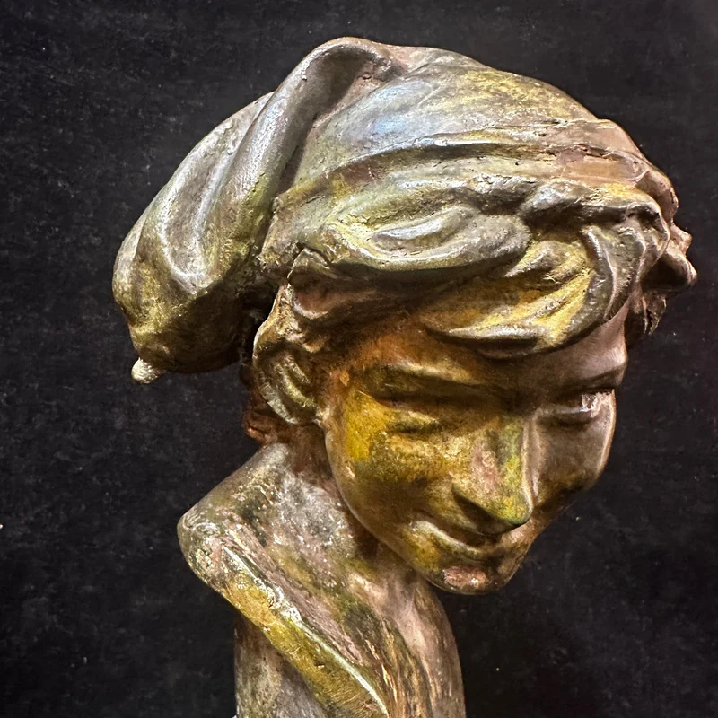 Bronze bust on marble 'Conch Fisherman' by J. Baptiste Carpeaux (1827-1875)