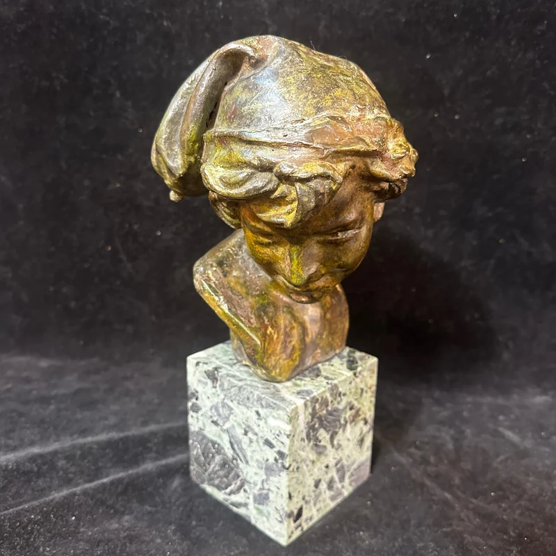 Bronze bust on marble 'Conch Fisherman' by J. Baptiste Carpeaux (1827-1875)