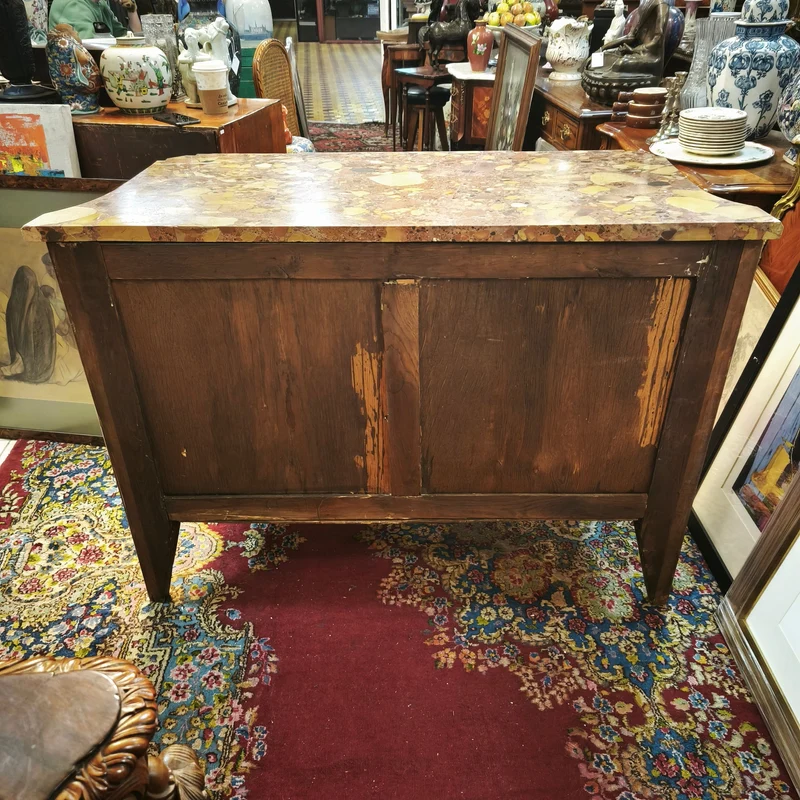 French Transition style chest of drawers with marquetry and bronze, 19th century
