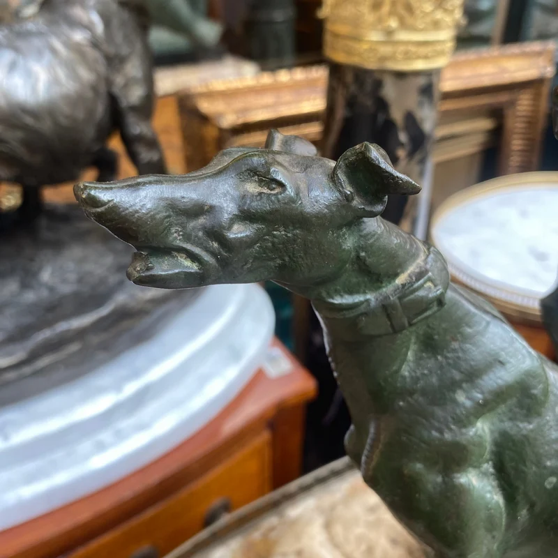 Bronze figure 'Pair of greyhounds' signed Prosper Lecourtier (1855-1924)
