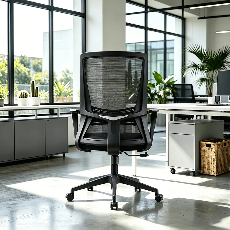 Modern Minimalist Mid-Back Office Chair: Ergonomic Height-Adjustable Desk Chair For Home Office