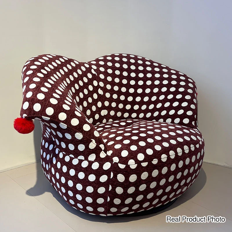 Nordic Heart Shaped Swivel Accent Chair - Friendly Fabric Lazy Lounge Chair For Living Room & Bedroom