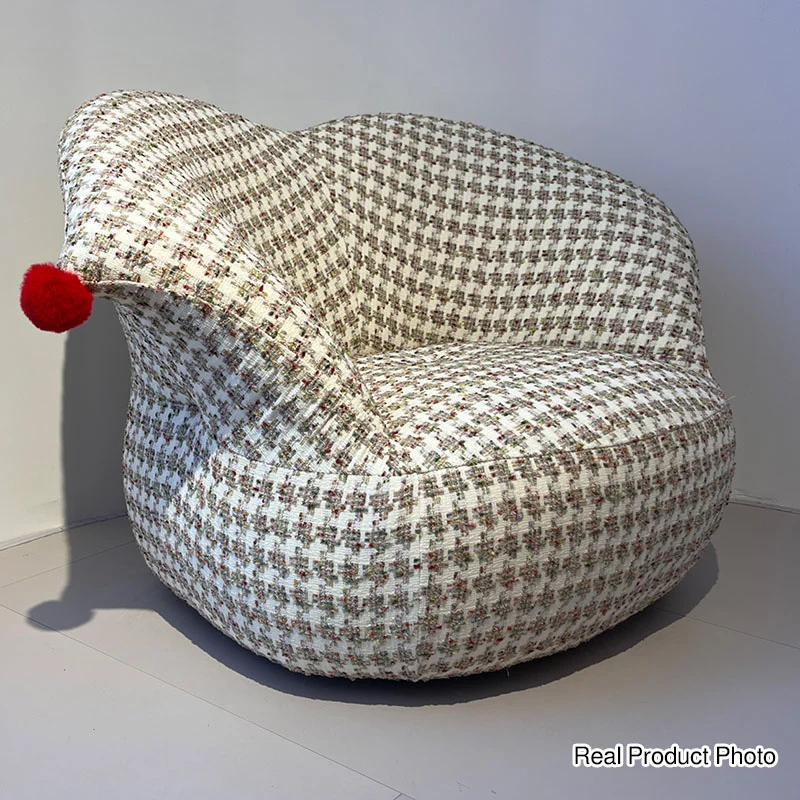 Nordic Heart Shaped Swivel Accent Chair - Friendly Fabric Lazy Lounge Chair For Living Room & Bedroom