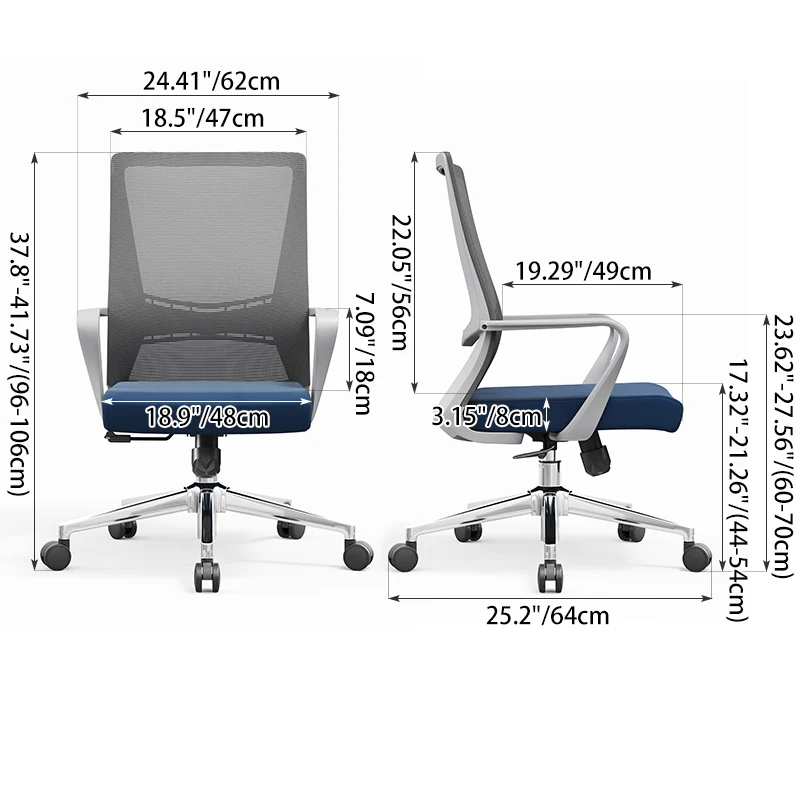 Modern Minimalist Ergonomic Mid-Back Office Chair: Breathable Mesh - Backrest & Armrests Height-Adjustable Desk Chair For Home Office