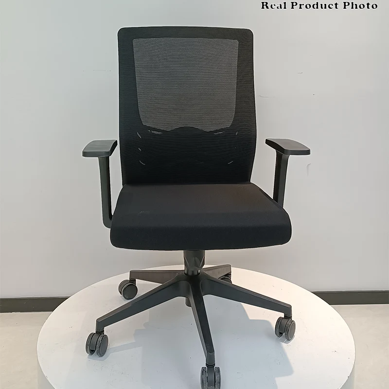 Modern Minimalist Black Ergonomic Desk Chair: Breathable Mesh Design - Mid-Back Office Chair For Home Office