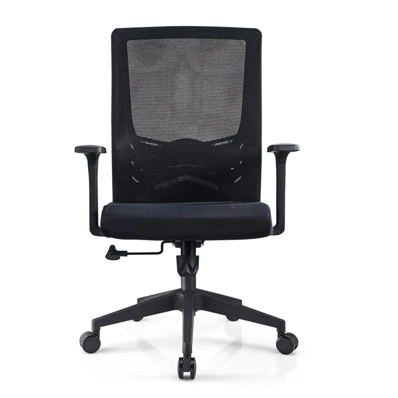 Modern Minimalist Black Ergonomic Desk Chair: Breathable Mesh Design - Mid-Back Office Chair For Home Office