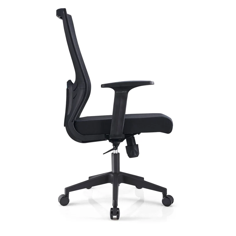 Modern Minimalist Black Ergonomic Desk Chair: Breathable Mesh Design - Mid-Back Office Chair For Home Office