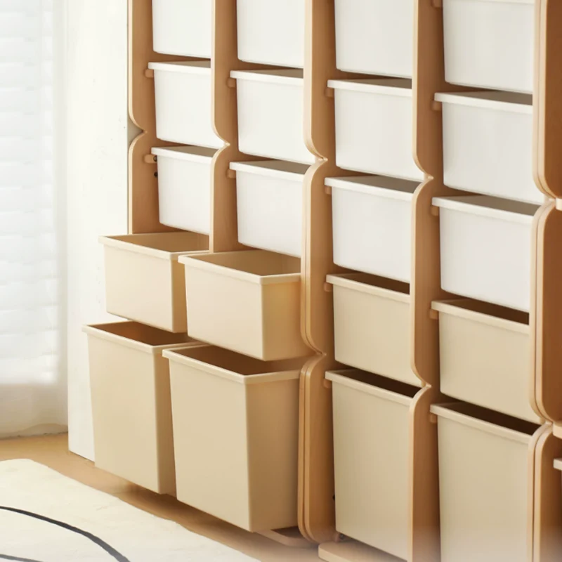 Modern Minimalist Solid Beech Wood PP Felt Kids Storage Cabinet With 10 Drawers - Montessori Toy Organizer & Large Capacity Nursery Storage Shelf