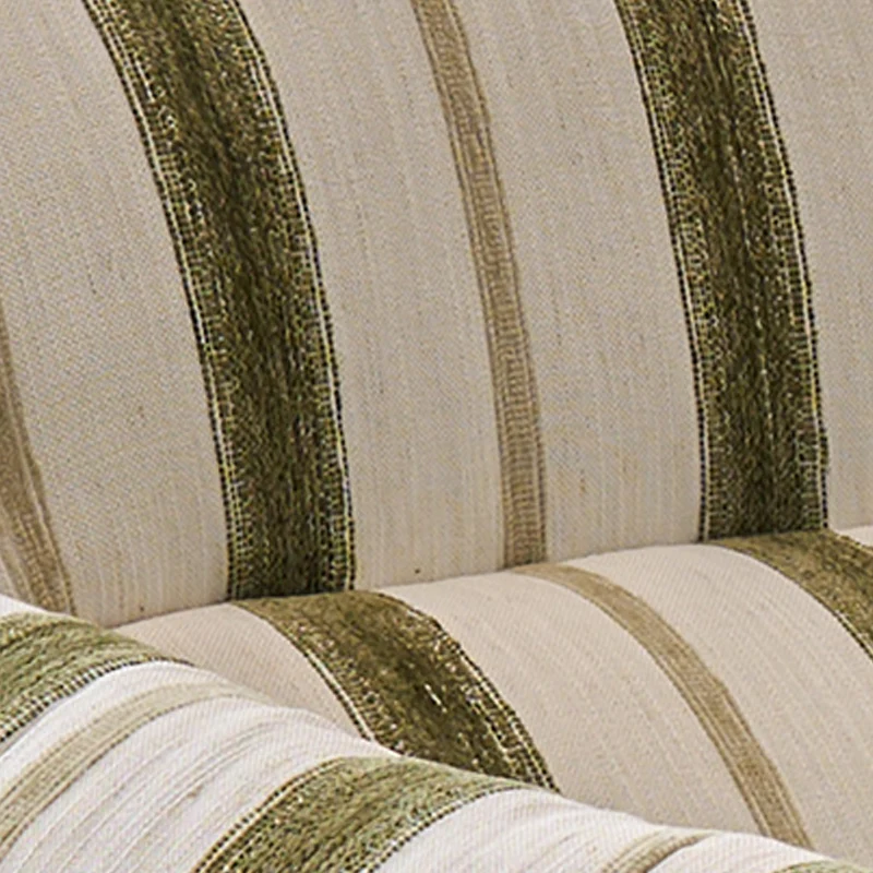 Vintage Ash Wood Striped Lounge Chair - Plush Linen Chenille Linen Accent Armchair For Living Room