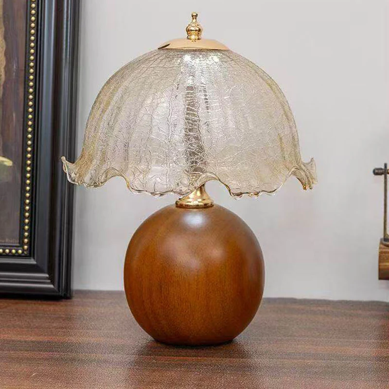 Contemporary Nordic Ceramic Iron Glass Round Flower Bud Design USB Plug-in LED Table Lamp For Bedroom