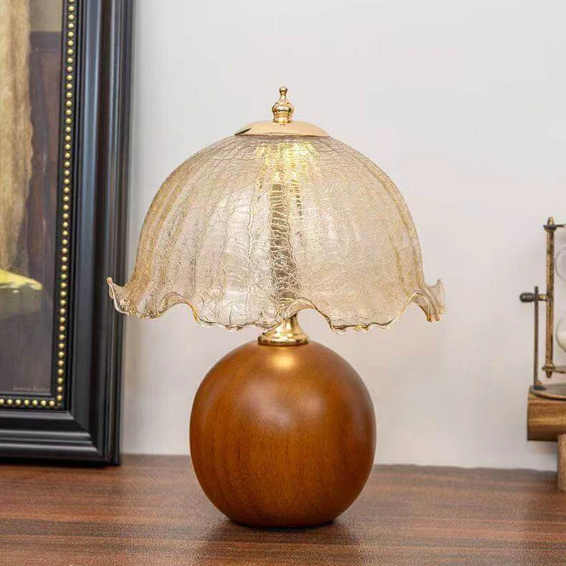 Contemporary Nordic Ceramic Iron Glass Round Flower Bud Design USB Plug-in LED Table Lamp For Bedroom