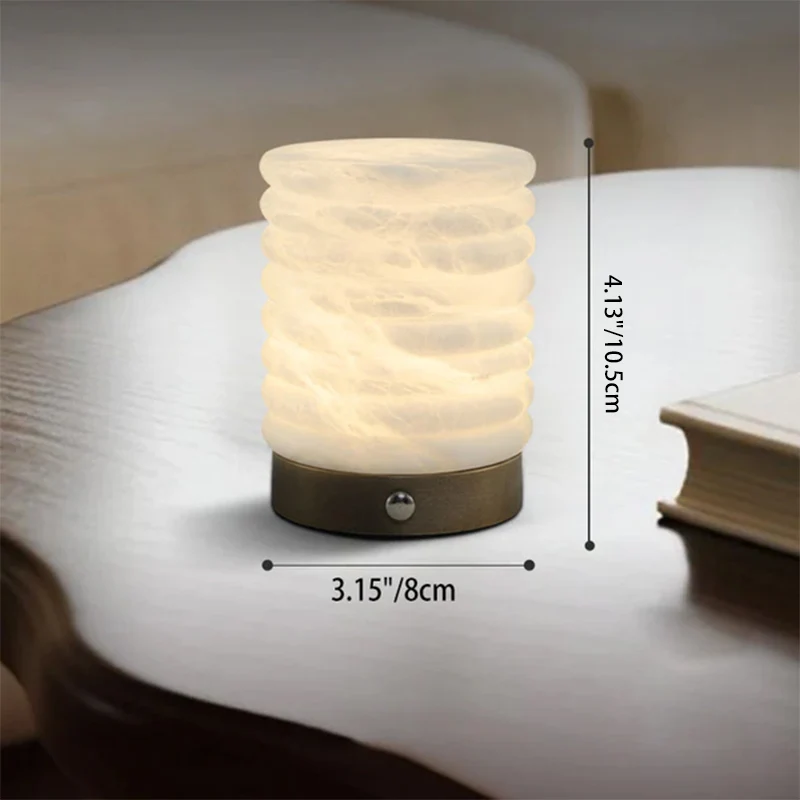 Scandinavian Natural Marble Aluminum Alloy Table Lamp USB Rechargeable - Touch Dimmable Ambient Bedside Lamp For Bedroom Living Room