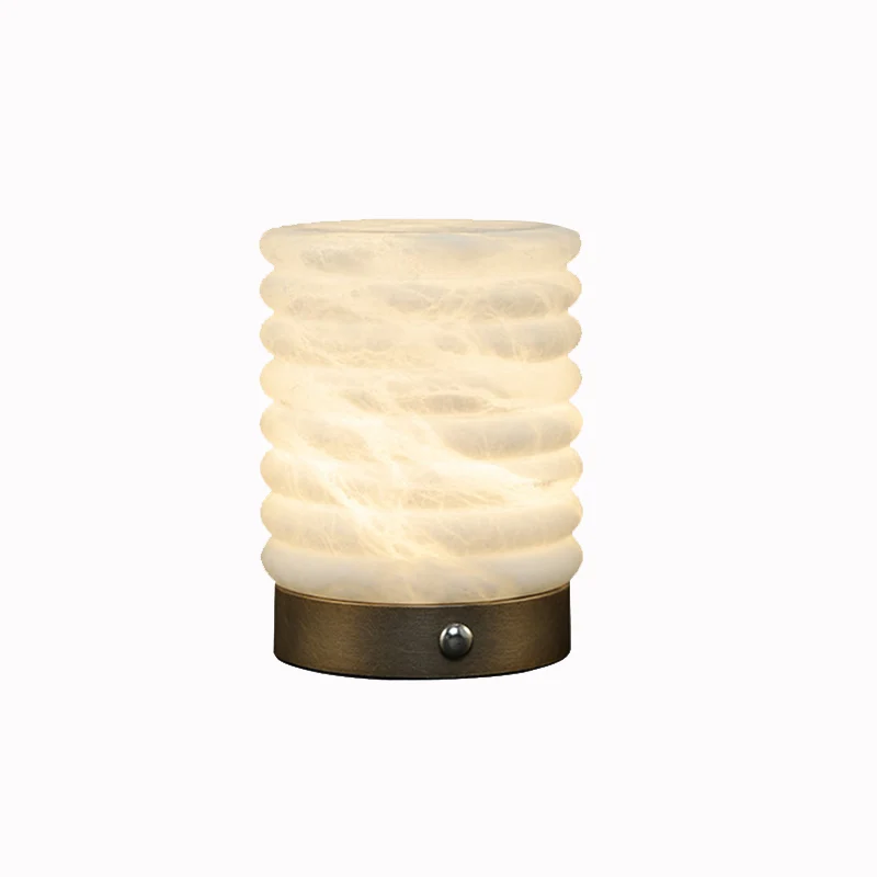 Scandinavian Natural Marble Aluminum Alloy Table Lamp USB Rechargeable - Touch Dimmable Ambient Bedside Lamp For Bedroom Living Room