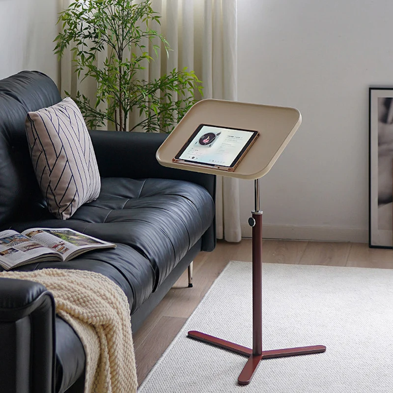 Contemporary Industrial Plywood Stainless Steel & Steel Alloy Liftable Side Table 1-Tier For Living Room