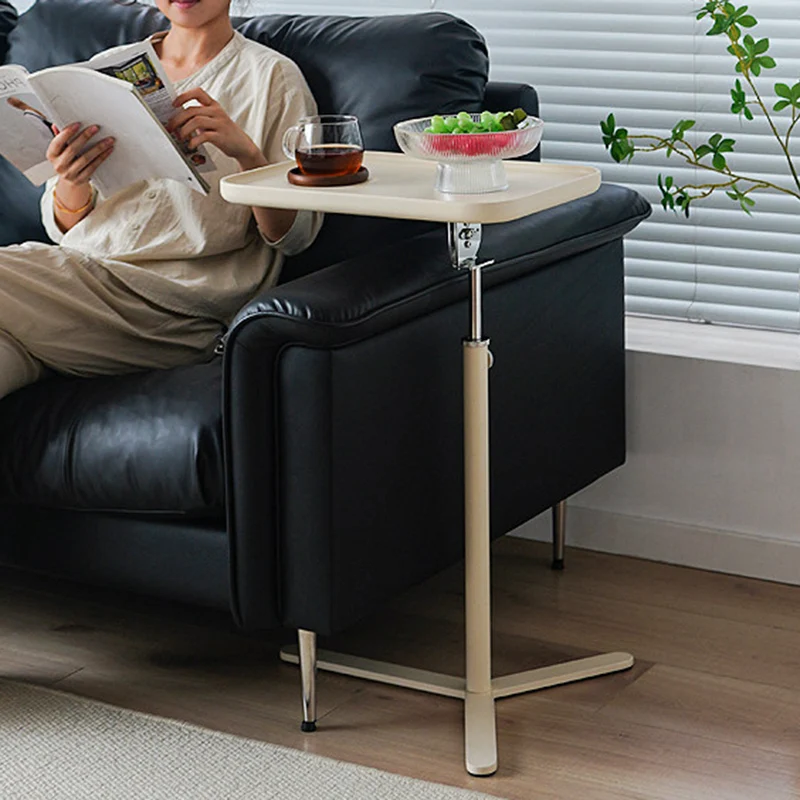 Contemporary Industrial Plywood Stainless Steel & Steel Alloy Liftable Side Table 1-Tier For Living Room