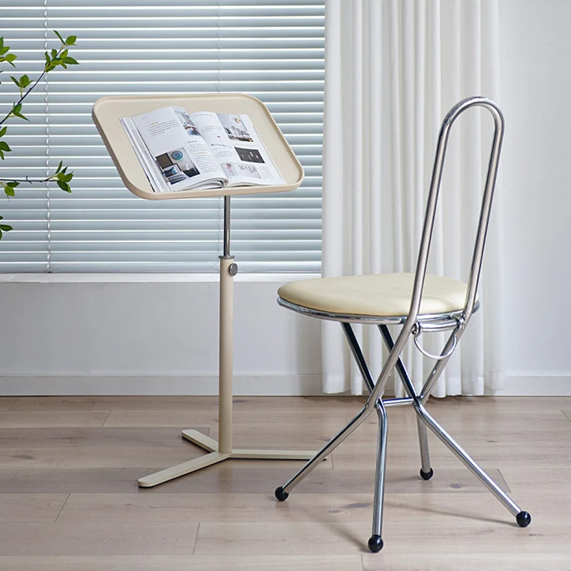 Contemporary Industrial Plywood Stainless Steel & Steel Alloy Liftable Side Table 1-Tier For Living Room