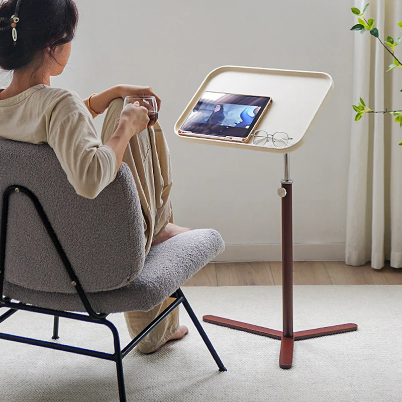 Contemporary Industrial Plywood Stainless Steel & Steel Alloy Liftable Side Table 1-Tier For Living Room