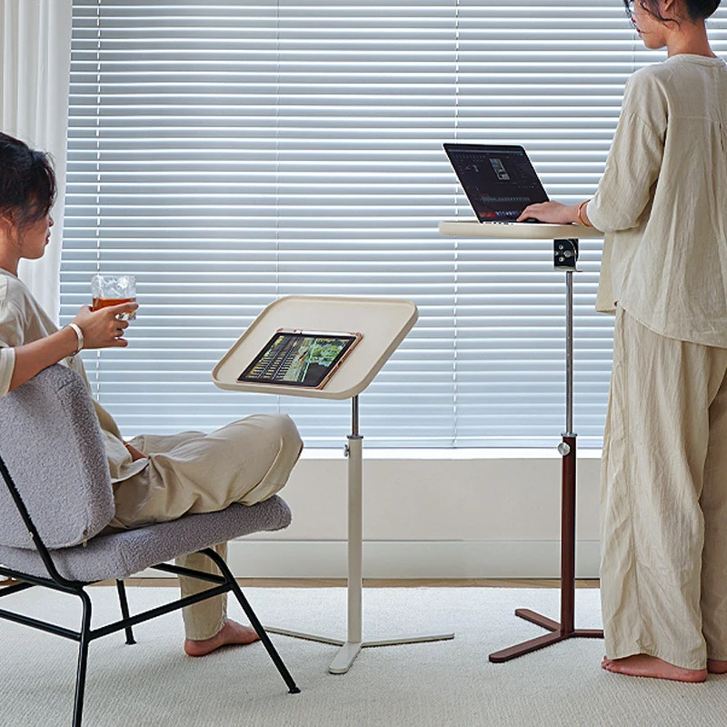 Contemporary Industrial Plywood Stainless Steel & Steel Alloy Liftable Side Table 1-Tier For Living Room