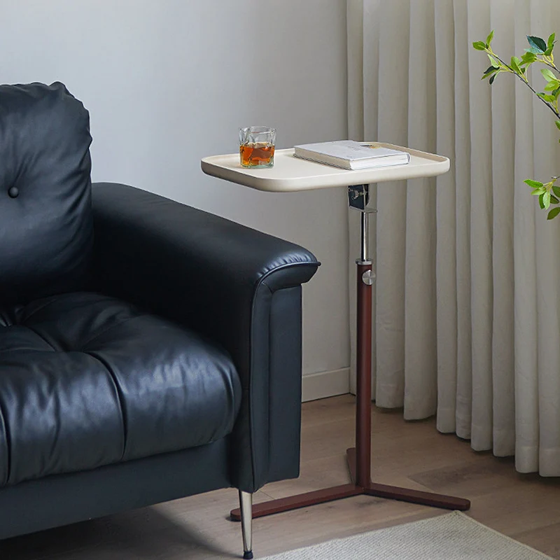 Contemporary Industrial Plywood Stainless Steel & Steel Alloy Liftable Side Table 1-Tier For Living Room