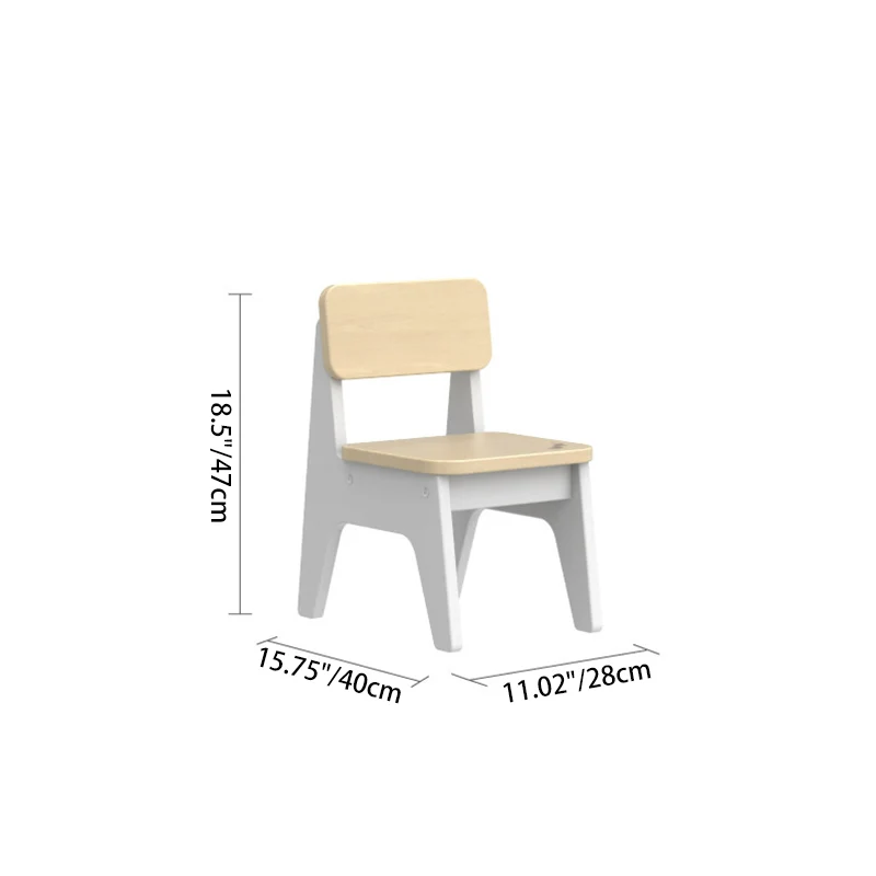 Contemporary Nordic Trapezoidal Durable Beech Wood Kids Low Stool Backrest Armless For Living Room