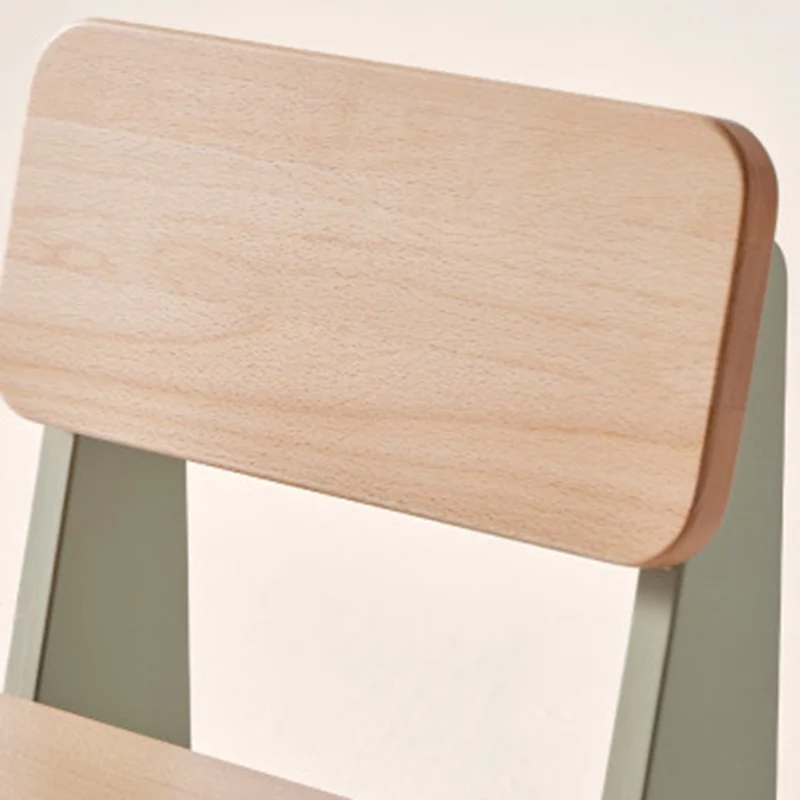 Contemporary Nordic Trapezoidal Durable Beech Wood Kids Low Stool Backrest Armless For Living Room