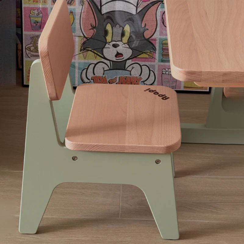 Contemporary Nordic Trapezoidal Durable Beech Wood Kids Low Stool Backrest Armless For Living Room