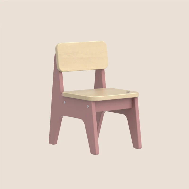 Contemporary Nordic Trapezoidal Durable Beech Wood Kids Low Stool Backrest Armless For Living Room