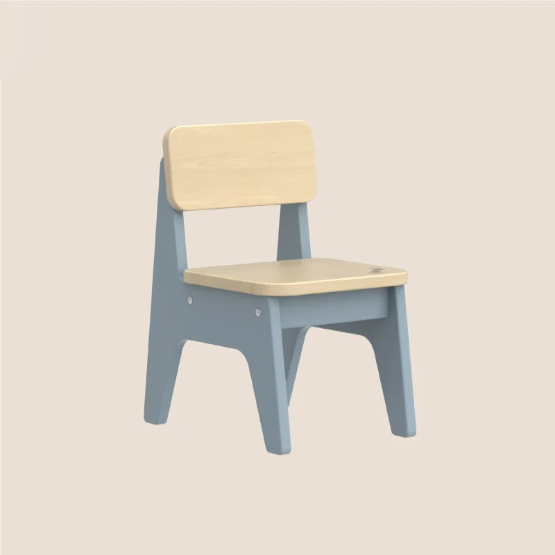 Contemporary Nordic Trapezoidal Durable Beech Wood Kids Low Stool Backrest Armless For Living Room