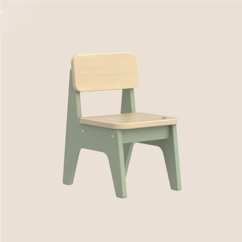 Contemporary Nordic Trapezoidal Durable Beech Wood Kids Low Stool Backrest Armless For Living Room
