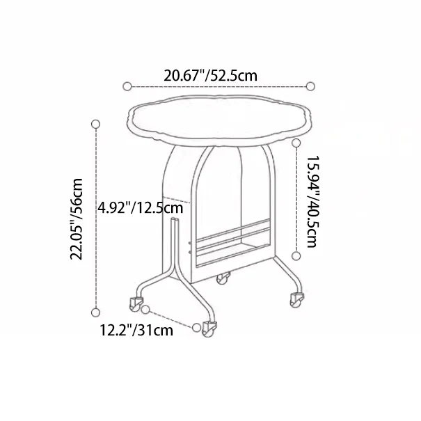 Traditional French Petal Arch Rubberwood Stainless Steel PE Rattan Weaving Movable End Table 2-Tier For Living Room