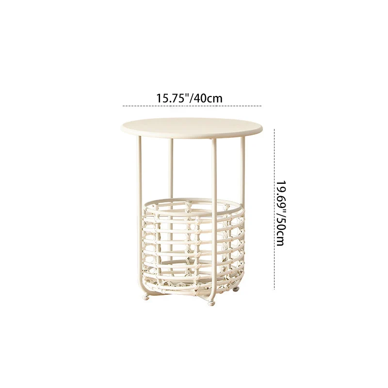 Contemporary Industrial Cylindrical Carbon Steel PE Rattan Weaving Lightweight End Table 1-Basket For Living Room