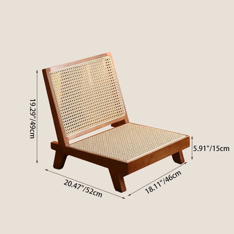 Traditional Rustic Rectangular Rubberwood Faux Rattan Weaving Lightweight Ergonomic Design Low Stool Backrest For Living Room