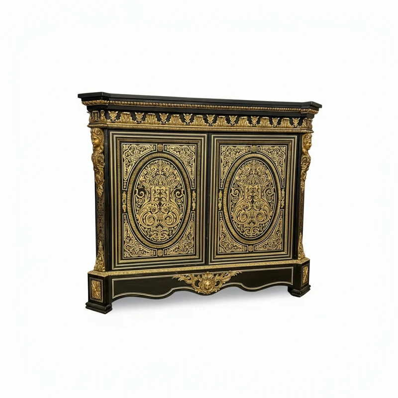 Boulle two Napoleon III doors covered in black marble