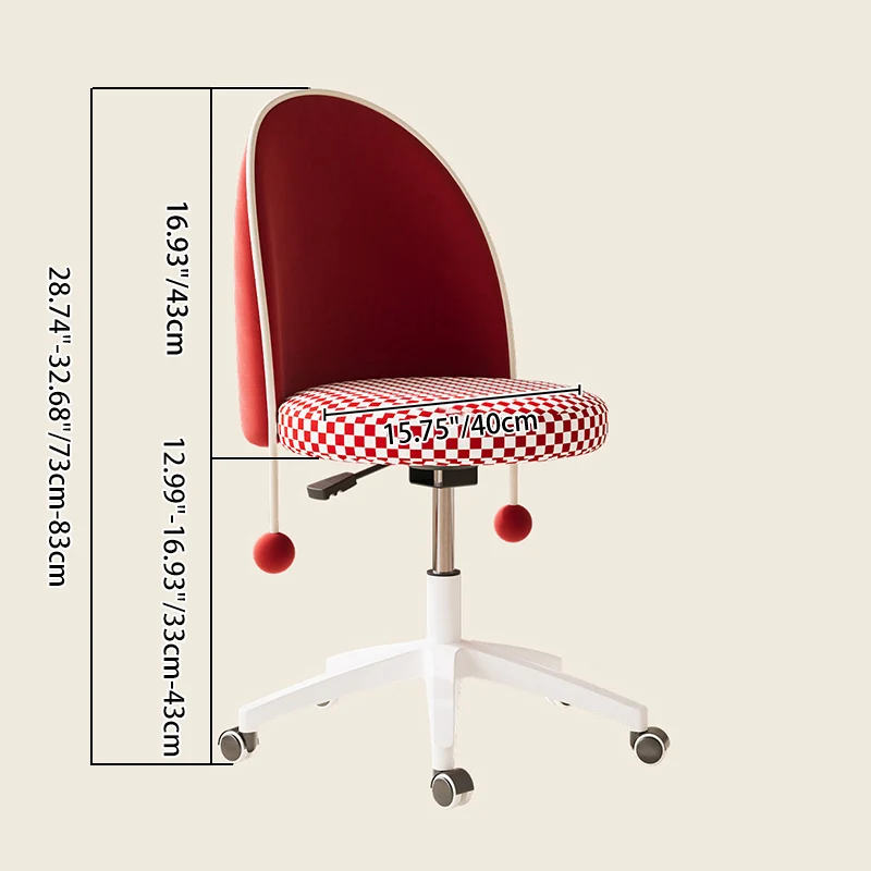 Contemporary Nordic Plastic Stainless Steel Velvet Plywood Curved Rotatable Adjustable Vanity Stool Backrest Armless For Bedroom