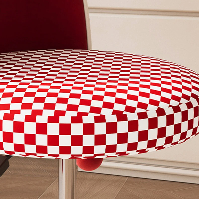 Contemporary Nordic Plastic Stainless Steel Velvet Plywood Curved Rotatable Adjustable Vanity Stool Backrest Armless For Bedroom